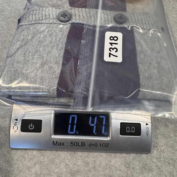 Vintage Y2K AEO Striped Cardigan Sweater Women's M Purple Gray Elbow Patch‎ - Picture 15 of 15